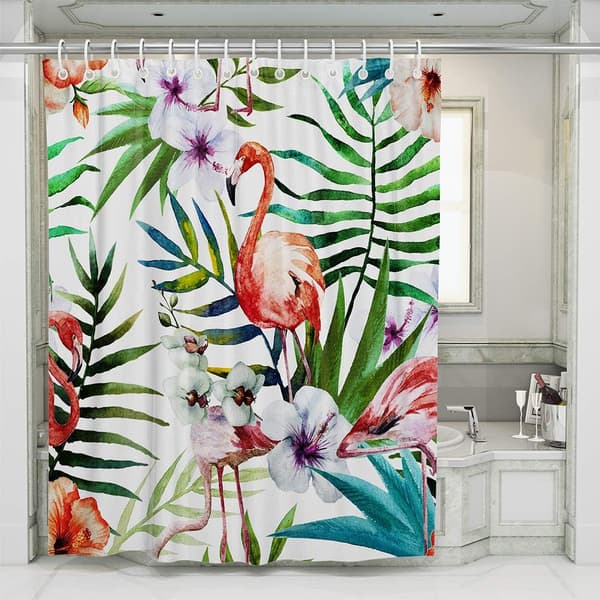 Fade Resistant Polyester Kaktusblad Flamingo Bruseforhæng
