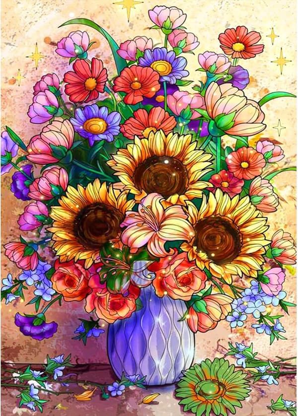 5D Diamantmålning Blomma, Full Diamantmålningssats Landskap,
