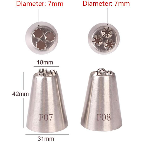 2 stk. 3-stjerners dyser i STAINLESS STEEL
