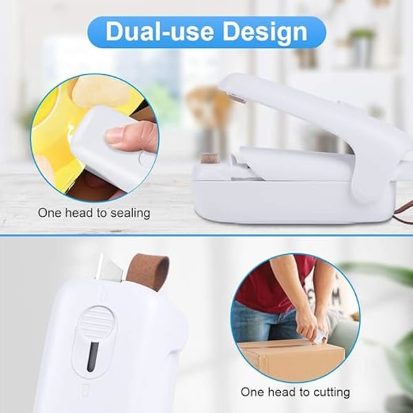 1 x 2 i 1 mini poseforsegler, mini poseforsegler med batterier, pose