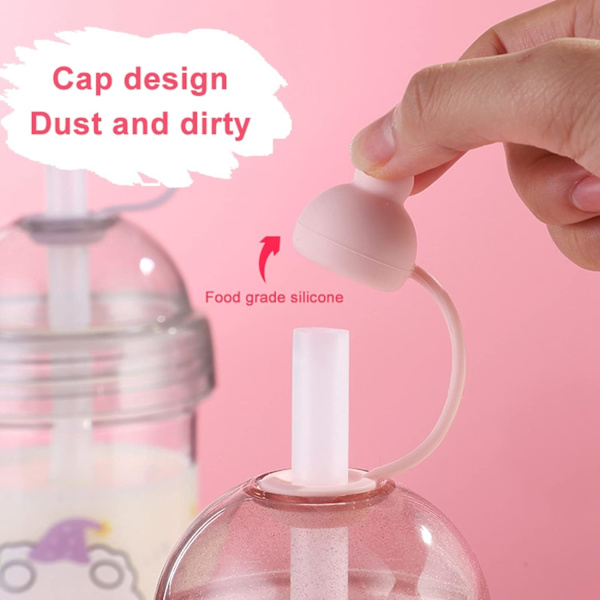 Bubbeltekopps, 560ML Återanvändbara Dricksglas med Lock och Sugrör,