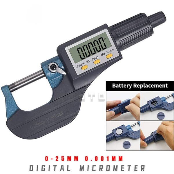 Elektronisk mikrometer Mikrometer Veggtykkelsesmikrometer Digitalt mikrometer 0-25mm 0.001MM