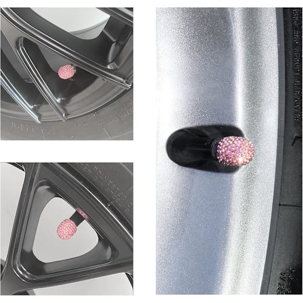4-pack Handgjorda Kristall Rhinestone Däckventilkåpor, Bilhjul Däckventil, Attractiv Dammsäker Bling Bil A