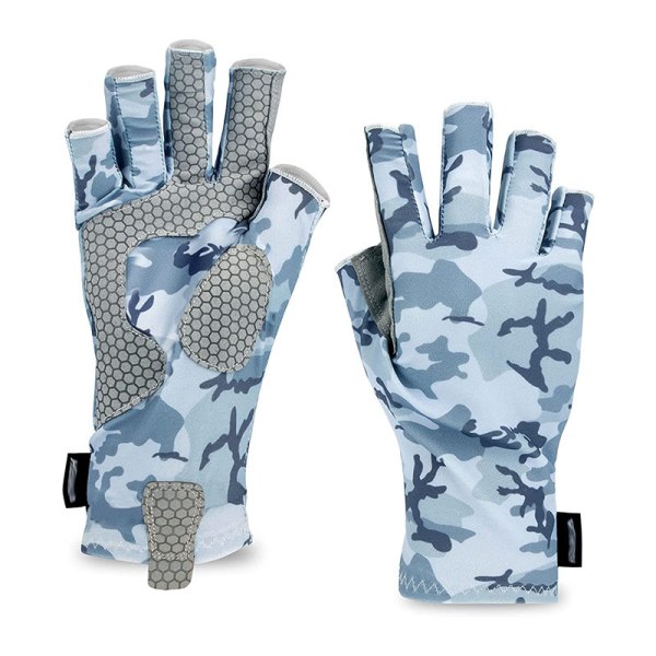 1 par fiskhandsker L/XL, grå, skridsikre camouflage jagthandsker, handsker til fiskeri, jagt, camping, vandring,