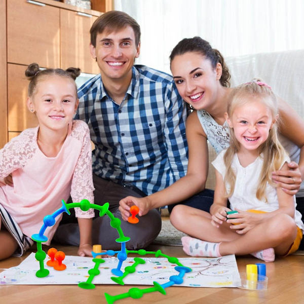 Sugkoppspill, 18 deler 3 farger gjenbrukbare sugekoppdart, silikon sugekoppspill egnet for voksne og barn Stress ReliefInteractive G