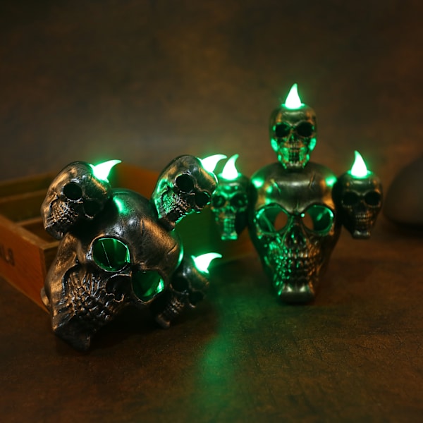 Sæt af 2 Scary Smoke Lamp Skull Head Pumpkin Lamp Elektronisk LED