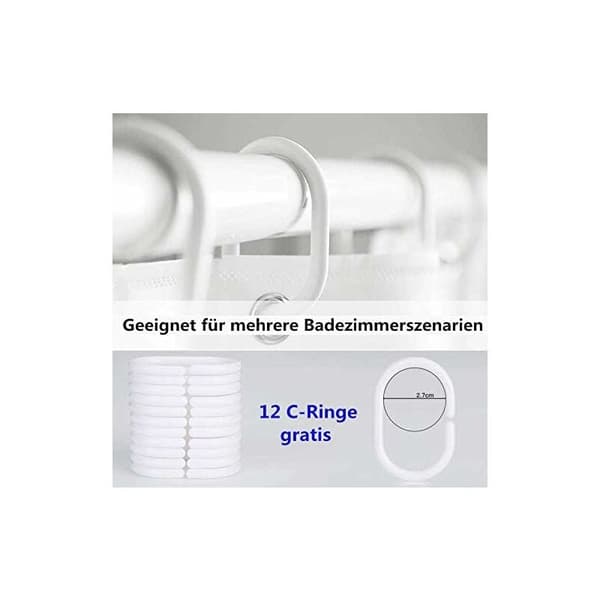 DESIGN Duschdraperi gyllengul linje trianglar badrum texti