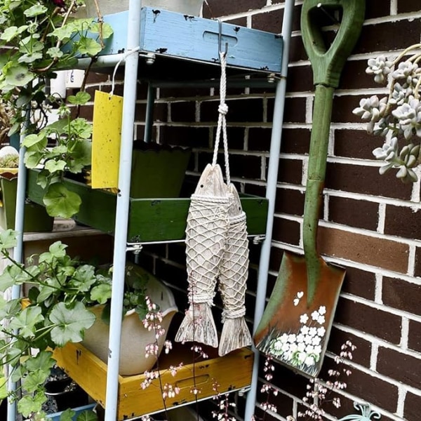 2 stycken träfiskdekoration, träfisk väggkonst att hänga,