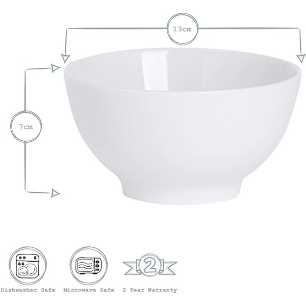 Argon Tableware Hvide Ris- og Dessertbowle - 128mm (5 tommer) -