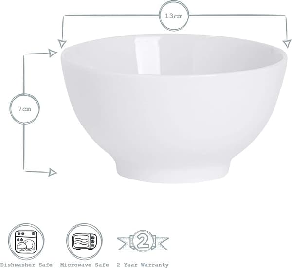Argon Tableware Hvite Ris- og Dessertboller - 128mm (5 tommer) -