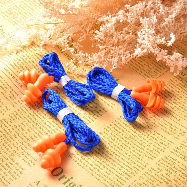 20 Pairs Cord Earplugs Reusable Silicone Ear Plugs with Rope