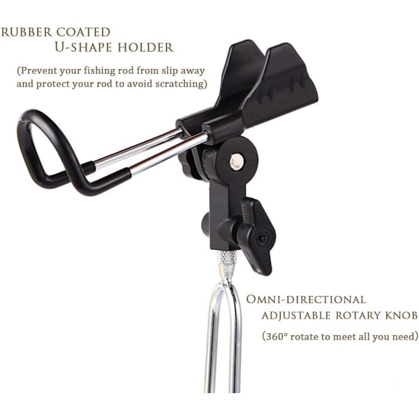 2 stk 360° Justerbare Fiske Stang Holdere i Rustfritt Stål -
