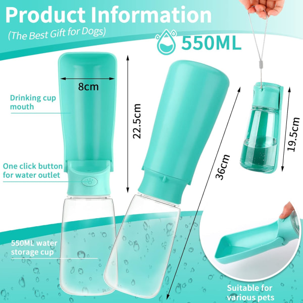 1 kpl 550 ml Koiran Vedenpullo, Kannettava Koiran Vedenpullo