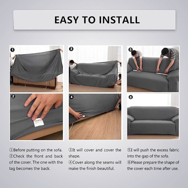 2-sits sofföverdrag 140-180cm Svart sofföverdrag med armstöd Moderna universella elastiska sofföverdrag Sofföverdrag Skydd