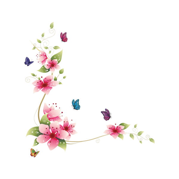 VINE FLOWERS vaaleanpunainen/punainen I kukallinen perhonen kasvit haara puu I