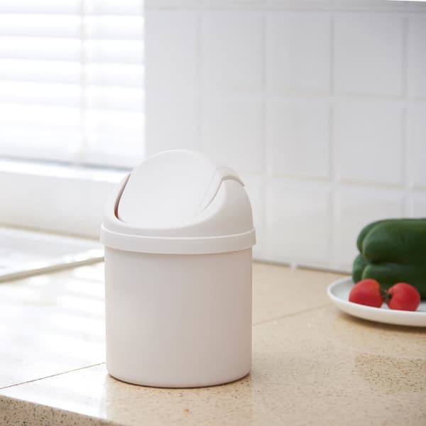 Plast Mini Soptunna med Svängbart Lock, Skrivbords Soptunna,