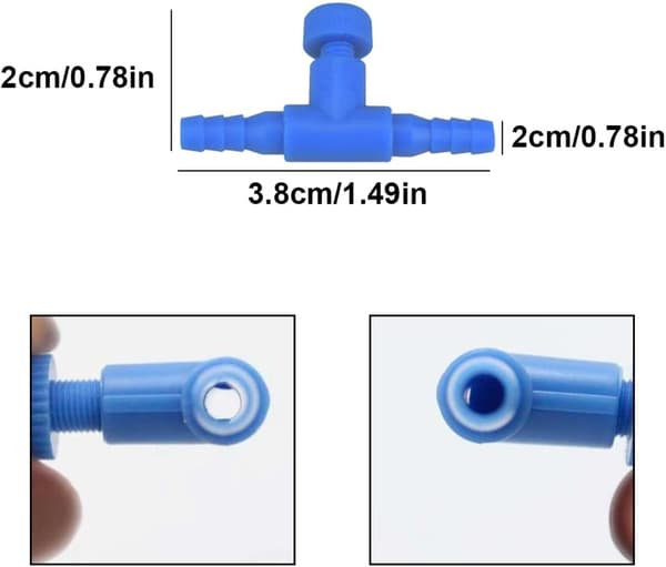 Akvarieluftkontrollventiler för 0,5 cm ID luftledningsslang Plast