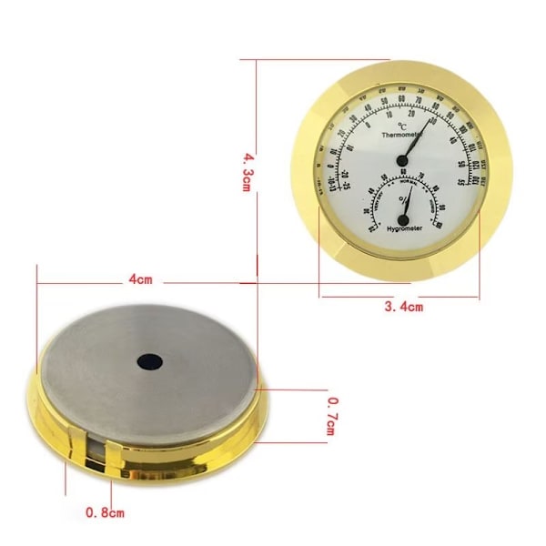 2 stk fiolin termometer hygrometer stålkasse tysk