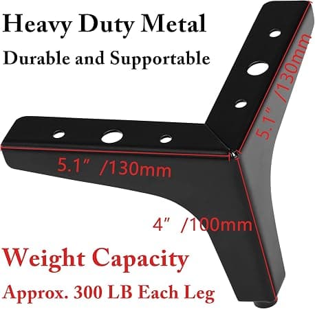 8 Pak 4 Tommer Metal Møbelben, Heavy Duty Trekant