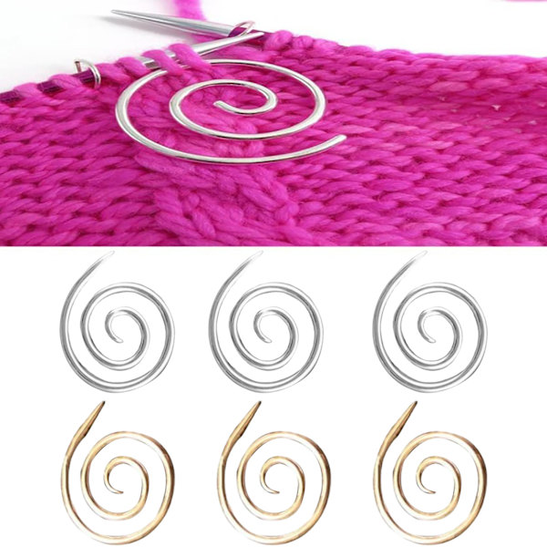 6 stk. Spiral Kabelnål Håndlavet Strikkeværktøj
