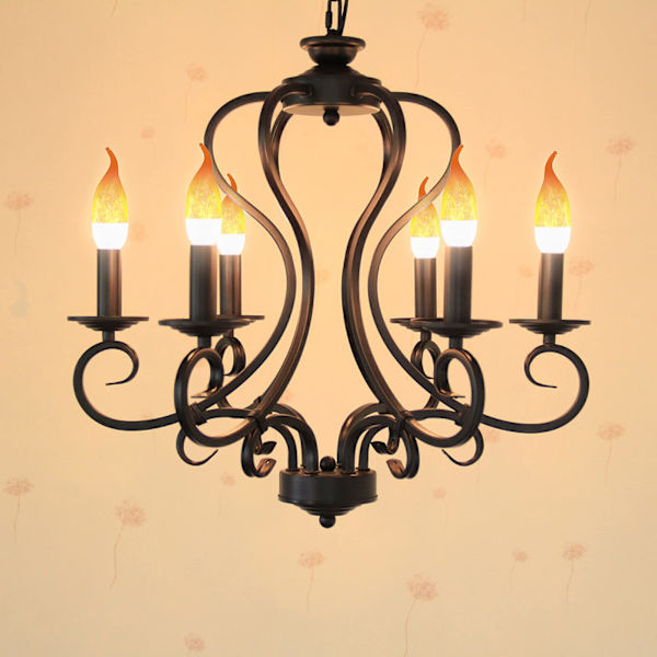 6-pack E26 LED-lampa med flam-effekt