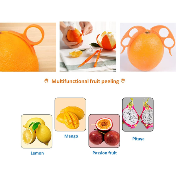 6 delar apelsin- och citrusskalare - fruktskalare i plast - Lätt
