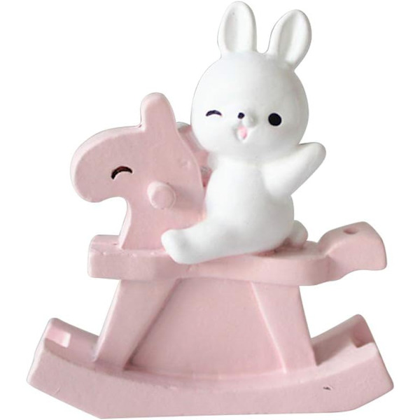 1 stk Figur Cake Topper Resin Miniatyr Kanin Gyngestol