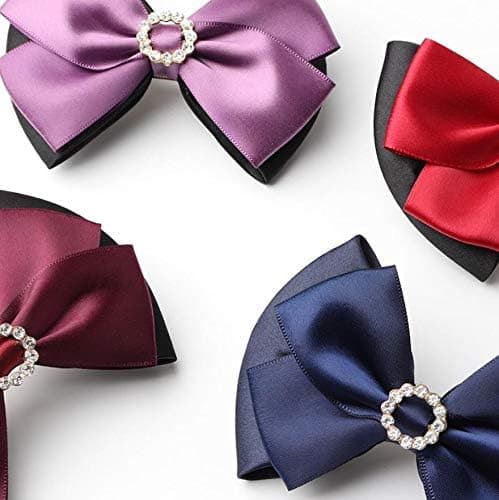 1 x Satin Rhinestone-båge Nät Hårclips för Bun, Svart
