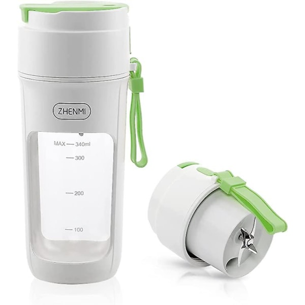 USB-ladattava kannettava mehumaija sekoitin pirtelöille ja smoothieille Hedelmäsekoitin Sipulihakkuri Ruostumaton teräs Hakkuri 340ml 55W (Vihreä)