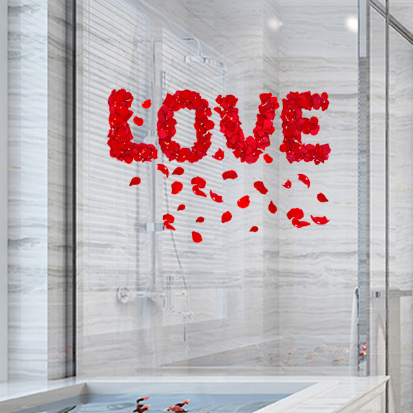 1 stycke rosblad frostade väggdekaler självhäftande LOVE