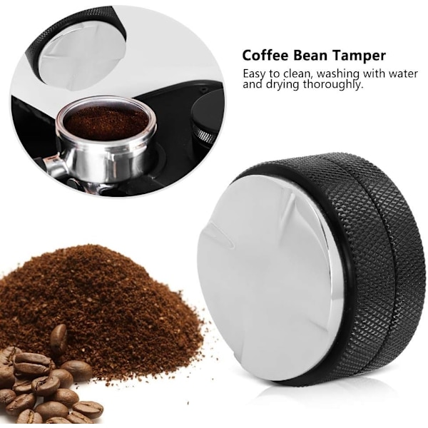 Kaffetamper, 58mm Rostfritt Stål Kaffedistributör med 4 Vinklade Lutningar Justerbar Bas Professionell Espresso D