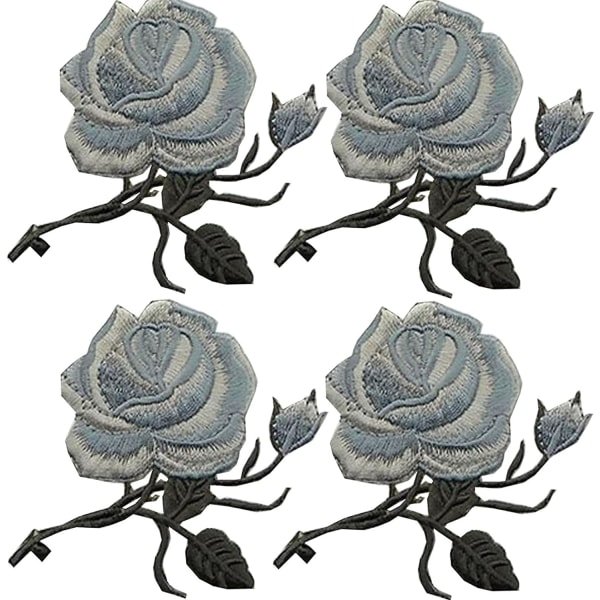 4 st Rose Broderade Iron On Clothing Patches Stripes T-shirts S