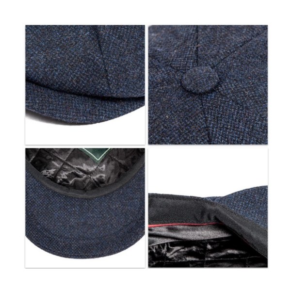 Platt hatt åttkantig hatt vintage hatt svart