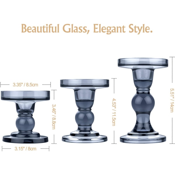 Glasljusstakar [3-pack], Klar Ljusstake, Kristall
