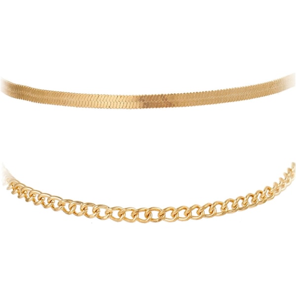 1 stk. (Guld) Lagdelt Slangeben Ankelkæde Punk Cuban Link Ankel