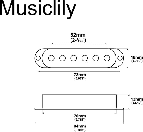 52mm plast Strat-stil gitarr single coil kassett, krom