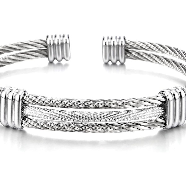 1 st armband i rostfritt stål för män och kvinnor - Justerbar, vriden