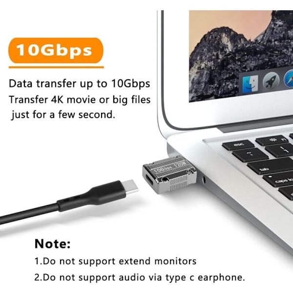 USB C - USB -sovitin (19x36mm), USB 3.0A -uros - USB C -naarasliitin