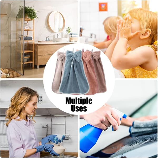 4-pack Hängande Handdukar med Fluga, Korall Sammet Mikrofiber