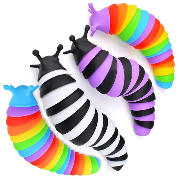 Sensoriska leksaker Ledade fingrar 3DToy Ångest Stressavlastare Kontorsleksak Flexibel Stretch Stim Twisted Rainbow Slug Toy Roliga pedagogiska leksaker Gif