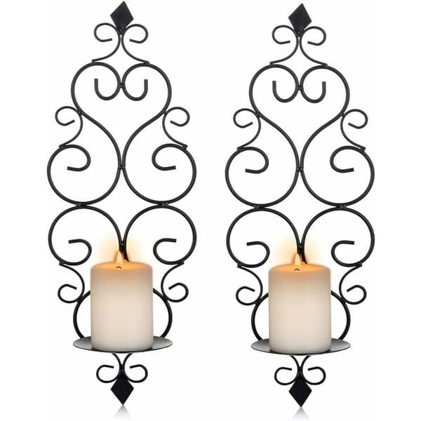 （Svart）Set med 2 Tealight-Ljusstakar Väggmonterade