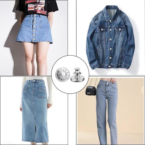 6 stk. 17 mm erstatningsknapper til jeans