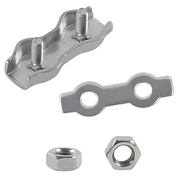 6 stk M4 Duplex Klemme 304 Rustfritt Stål Tyngre Tau