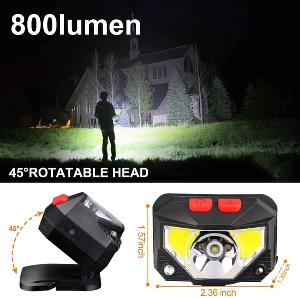 Pakke med 2 Ladbare LED-Hodelykter med Batteriindikator