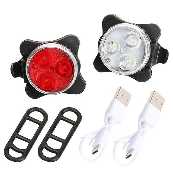 LED Bike Light, Rechargeable Bike Light Front and Rear 4 Brightness Modes USB Lighting Shockproof Waterproof, for MTB Mountain Biking Cyclist Stroller