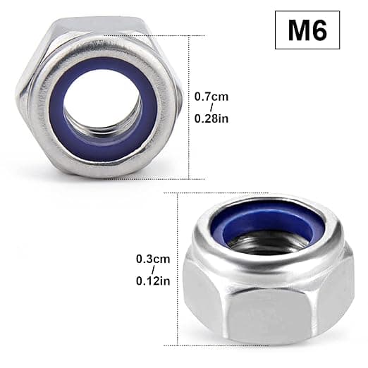Hekse- og mekaniske muttere, DIN985 nylon låsemuttere, rustfritt stål