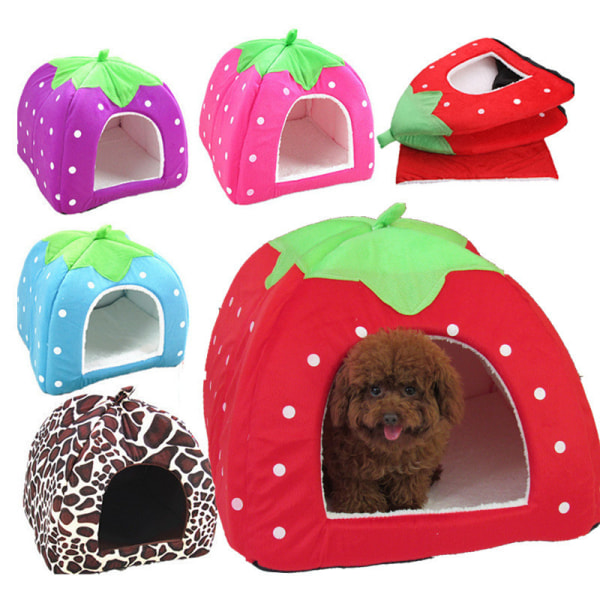 Pludset Tykt Kennel Kurv Pude Katteseng Jordbær Form