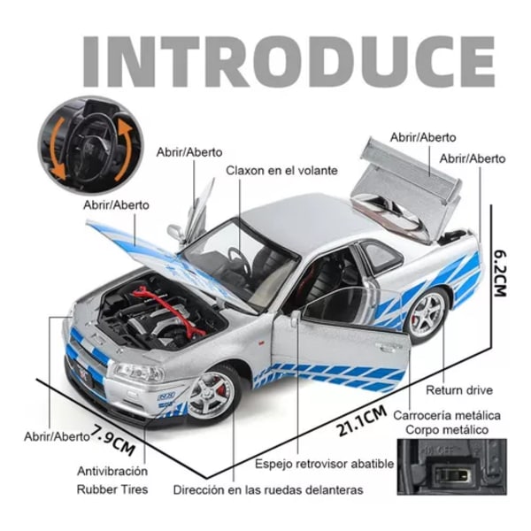 Nissan Skyline Gtr R34 Brian Fast & Furious Minibiler