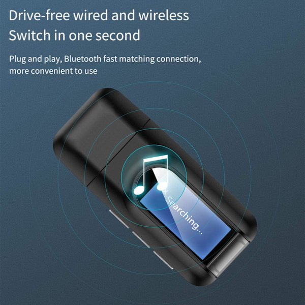 Bluetooth-adapter 5.0 sändare, med LCD-display, mottagare,