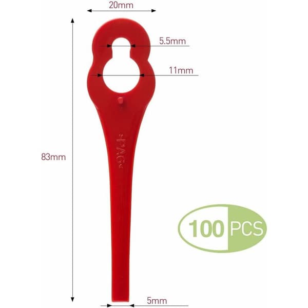 100 stk. Plast Udskiftningsblade til LIDL Florabest Kantklipper - 3,25\"